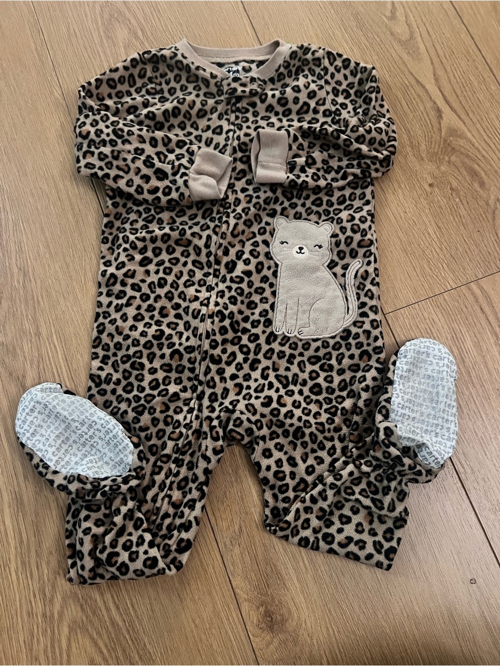 Carter's Leopard Print Fleece Footed One-Piece - Brown